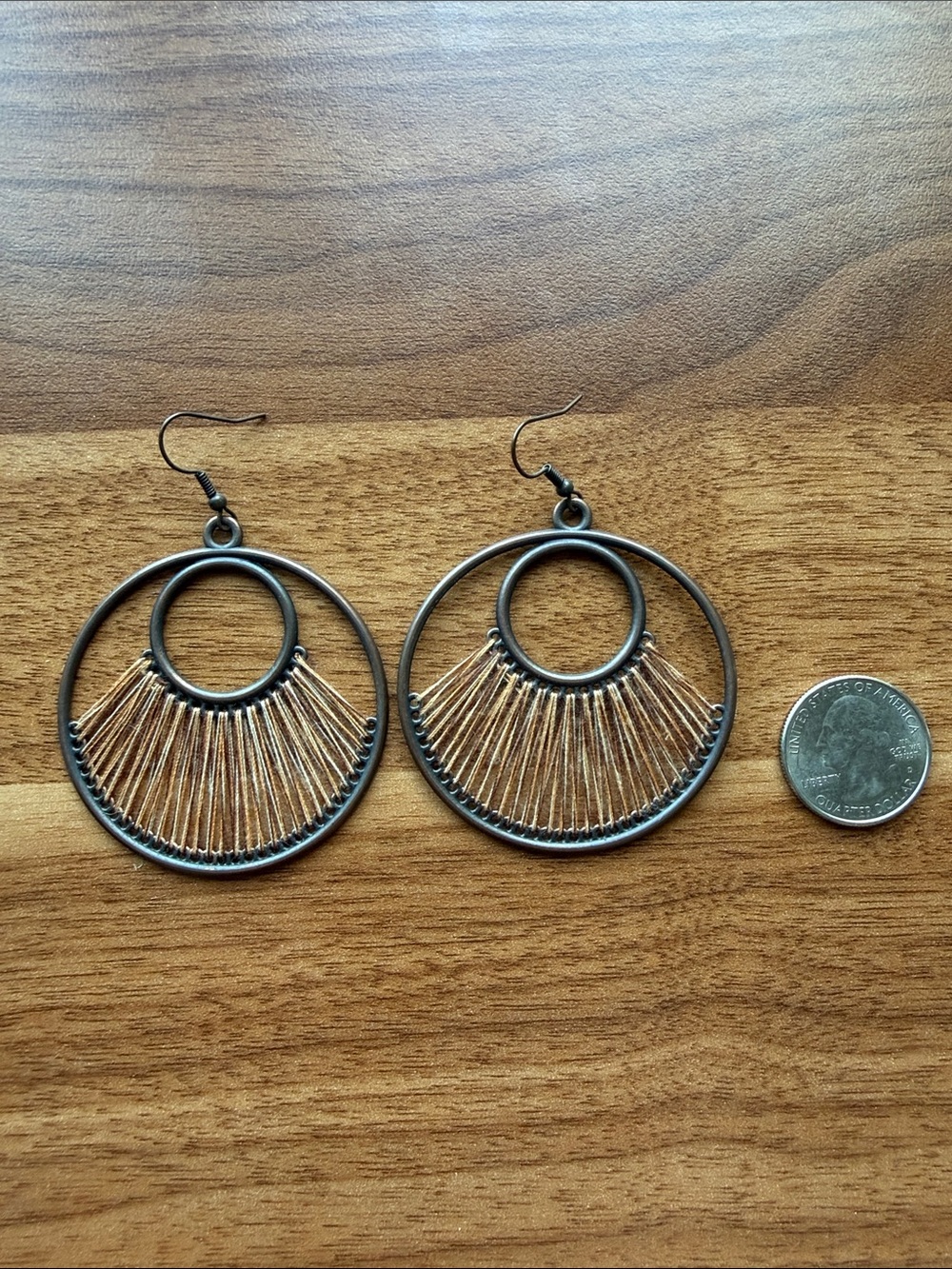 Bohemian Bronze-Tone Sunburst Hoop Earrings